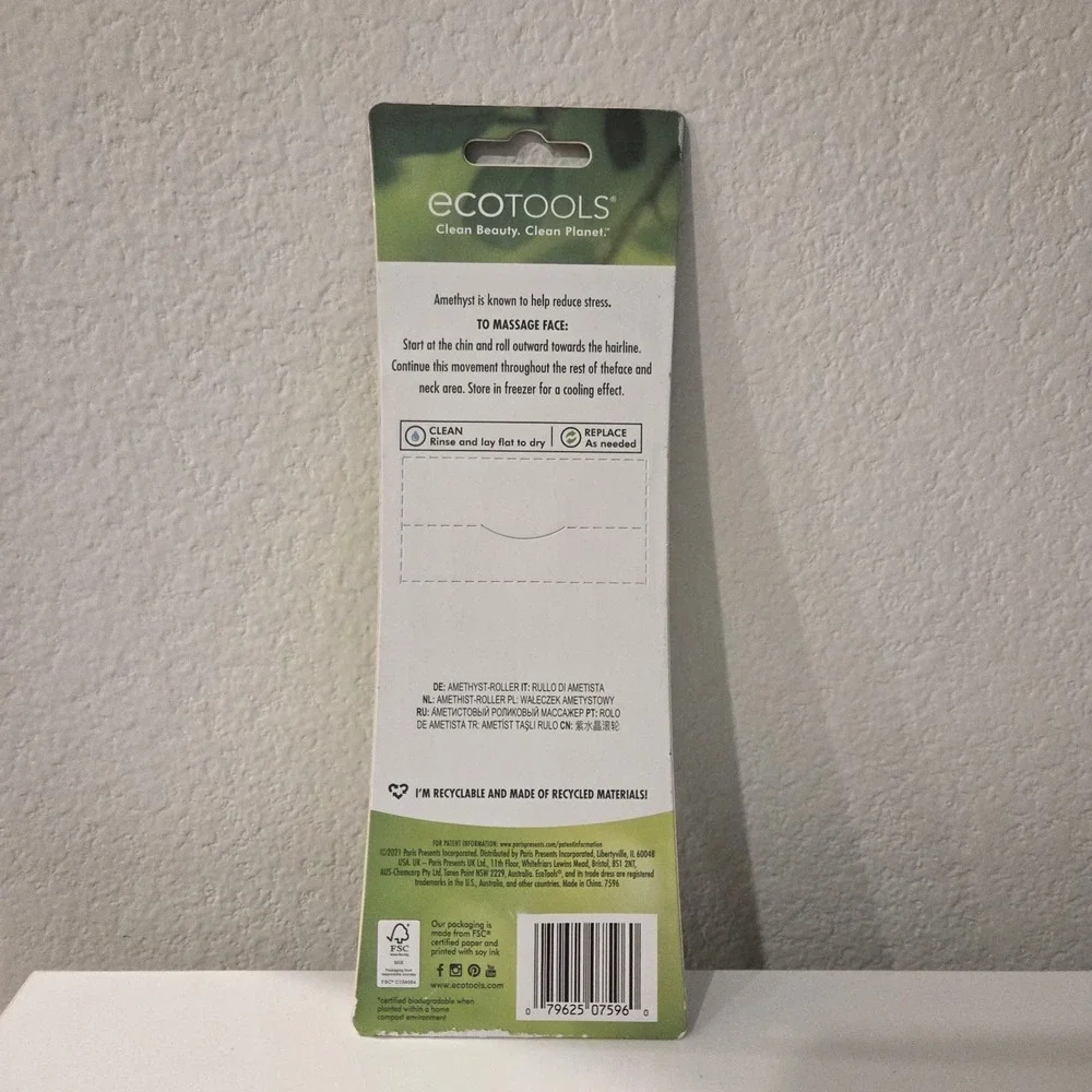 EcoTools Amethyst Face Eye Roller Duo Beauty Vegan Cruelty Free Reduce Stress